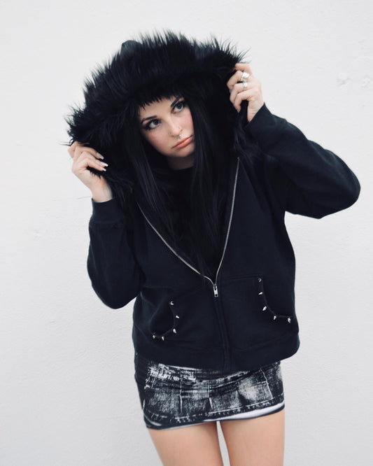 Fur Lined Zip Up Hoodie