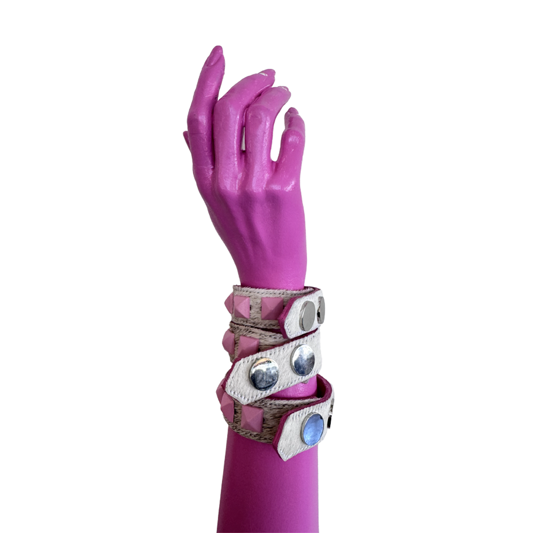 Leather Cuff — Pink Pony Hair